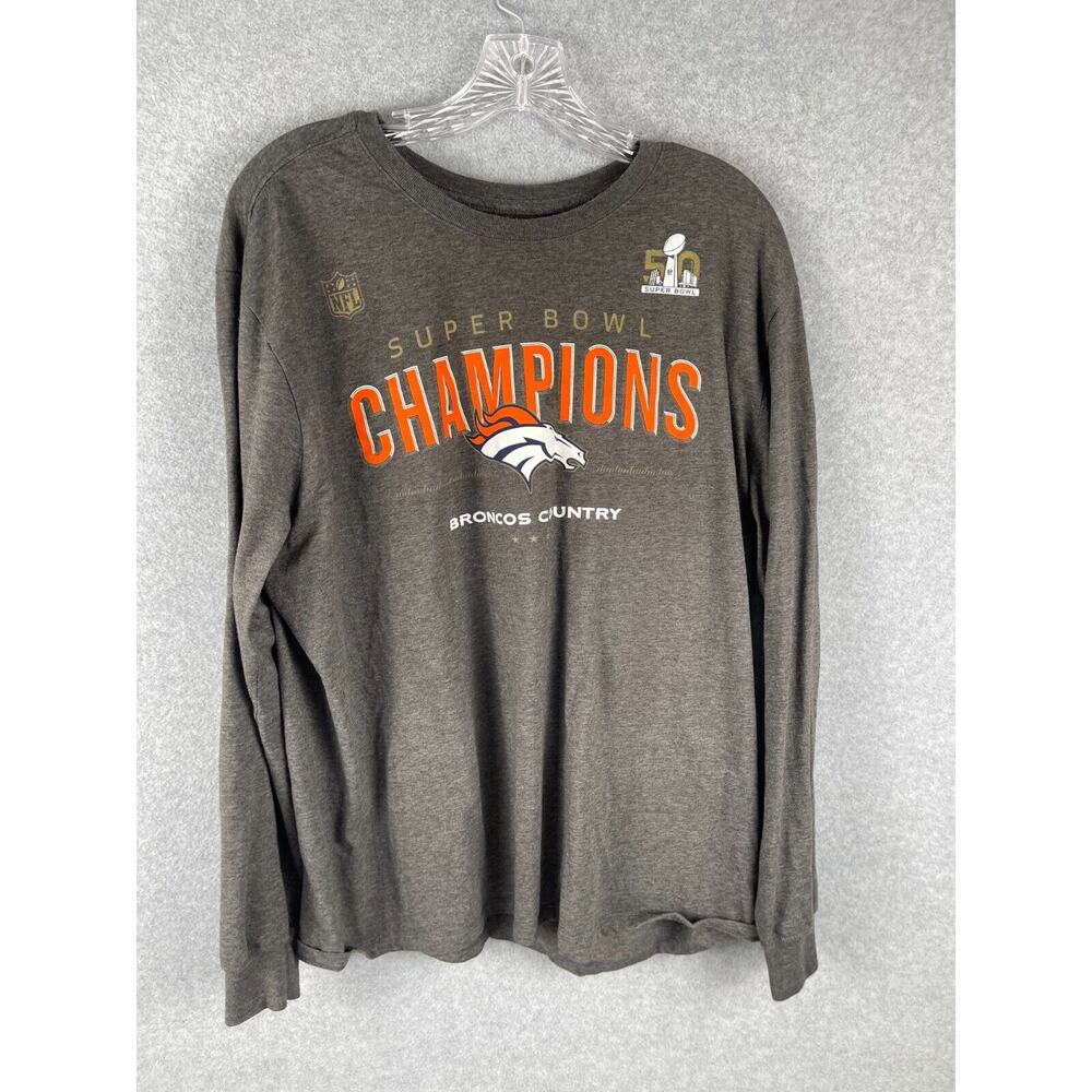 Nike Denver Broncos Super Bowl 50 Long Sleeve T Shirt Men's Size XL NFL Football